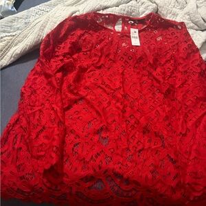 Lane Bryant Red Lace Blouse NWT